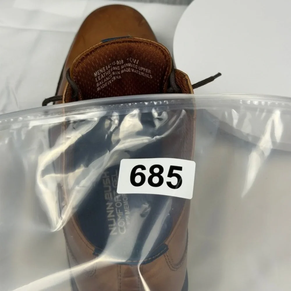 Nunn‎ Bush Kore Pro Mens 10W Cognac Leather Oxford Dress Shoes 84715-908